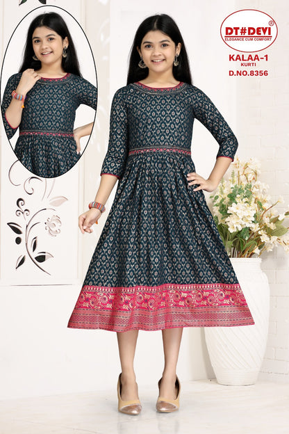 Kalaa-1-8356 Dt Devi Reyon Girls Anarkali Kurti