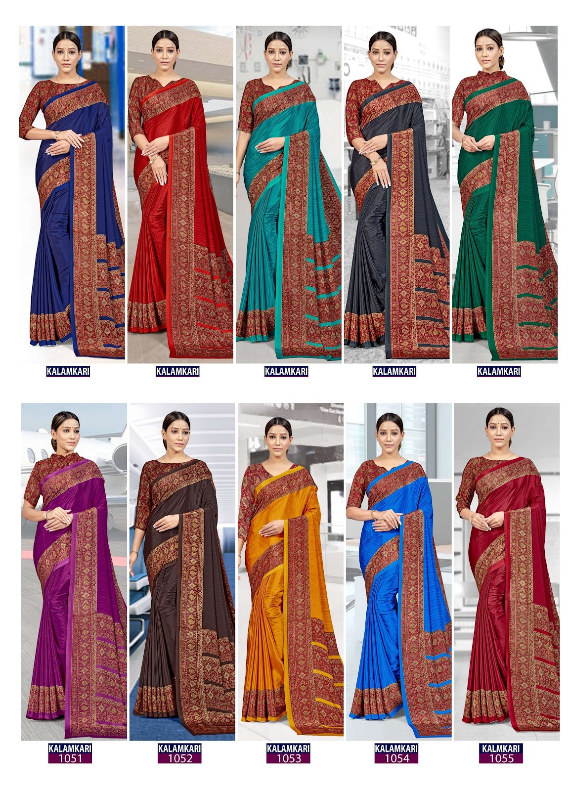 Kalamkari Bansi Fashion Crape Uniform Sarees