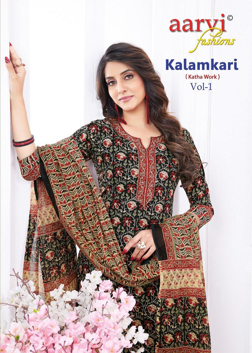 Kalamkari Vol 1 Aarvi Fashions Cotton Readymade Pant Style Suits