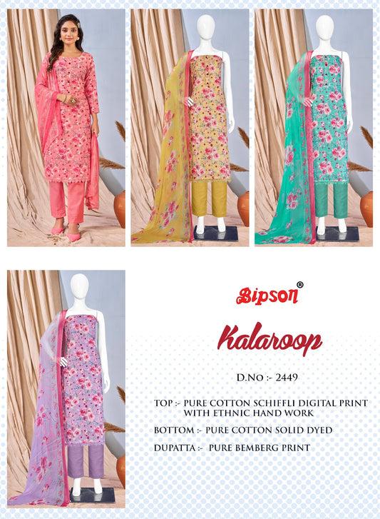 Kalaroop-2449 Bipson Prints Cotton Pant Style Suits