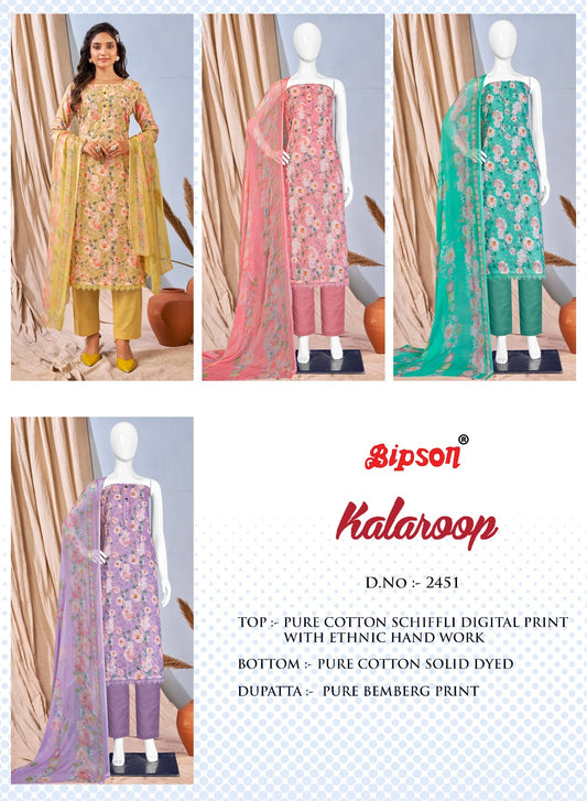 Kalaroop-2451 Bipson Prints Cotton Pant Style Suits
