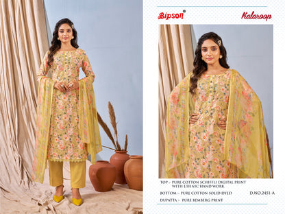 Kalaroop-2451 Bipson Prints Cotton Pant Style Suits
