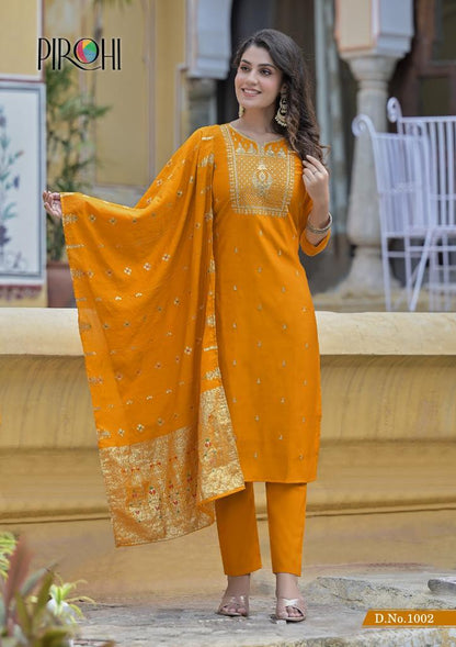 Kalhaar Pirohi Viscose Silk Readymade Pant Style Suits