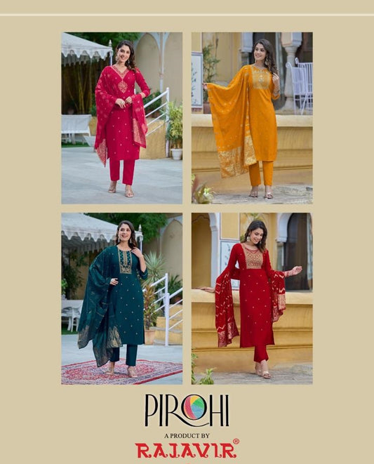 Kalhaar Pirohi Viscose Silk Readymade Pant Style Suits