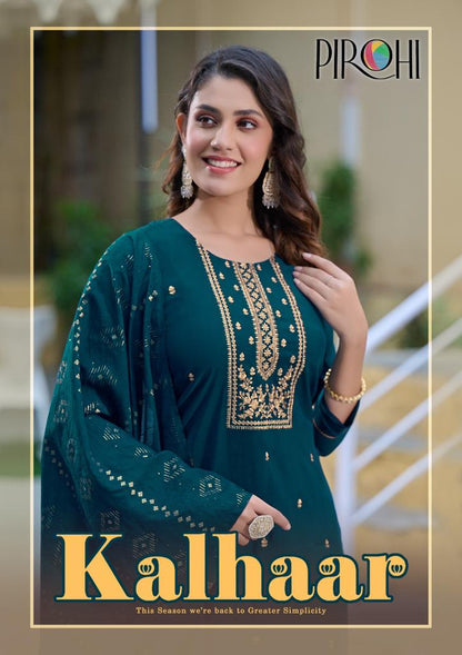 Kalhaar Pirohi Viscose Silk Readymade Pant Style Suits