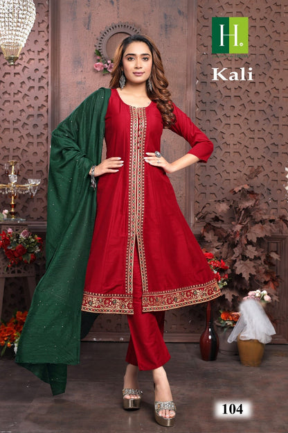 Kali H Dot Silk Readymade Pant Style Suits