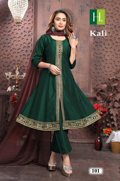 Kali H Dot Silk Readymade Pant Style Suits