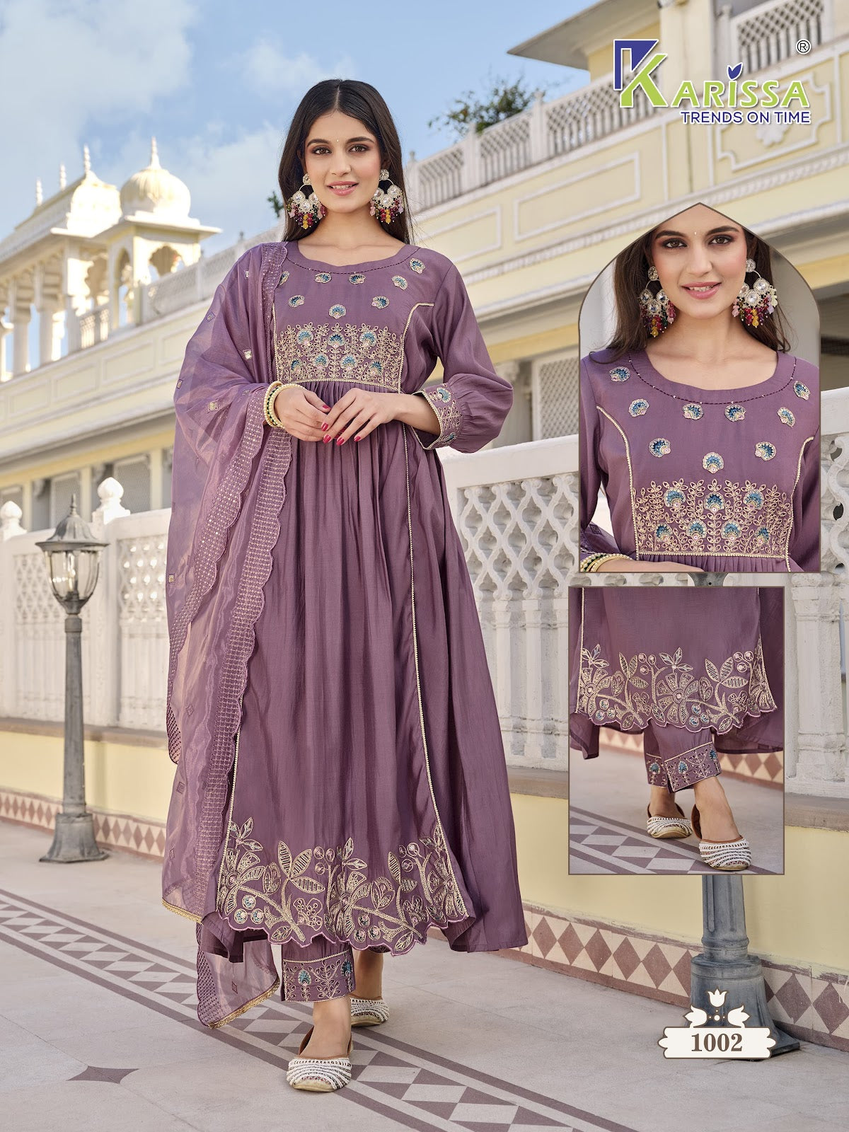 Kalisha Karissa Viscose Silk Readymade Pant Style Suits
