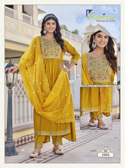 Kalisha Karissa Viscose Silk Readymade Pant Style Suits
