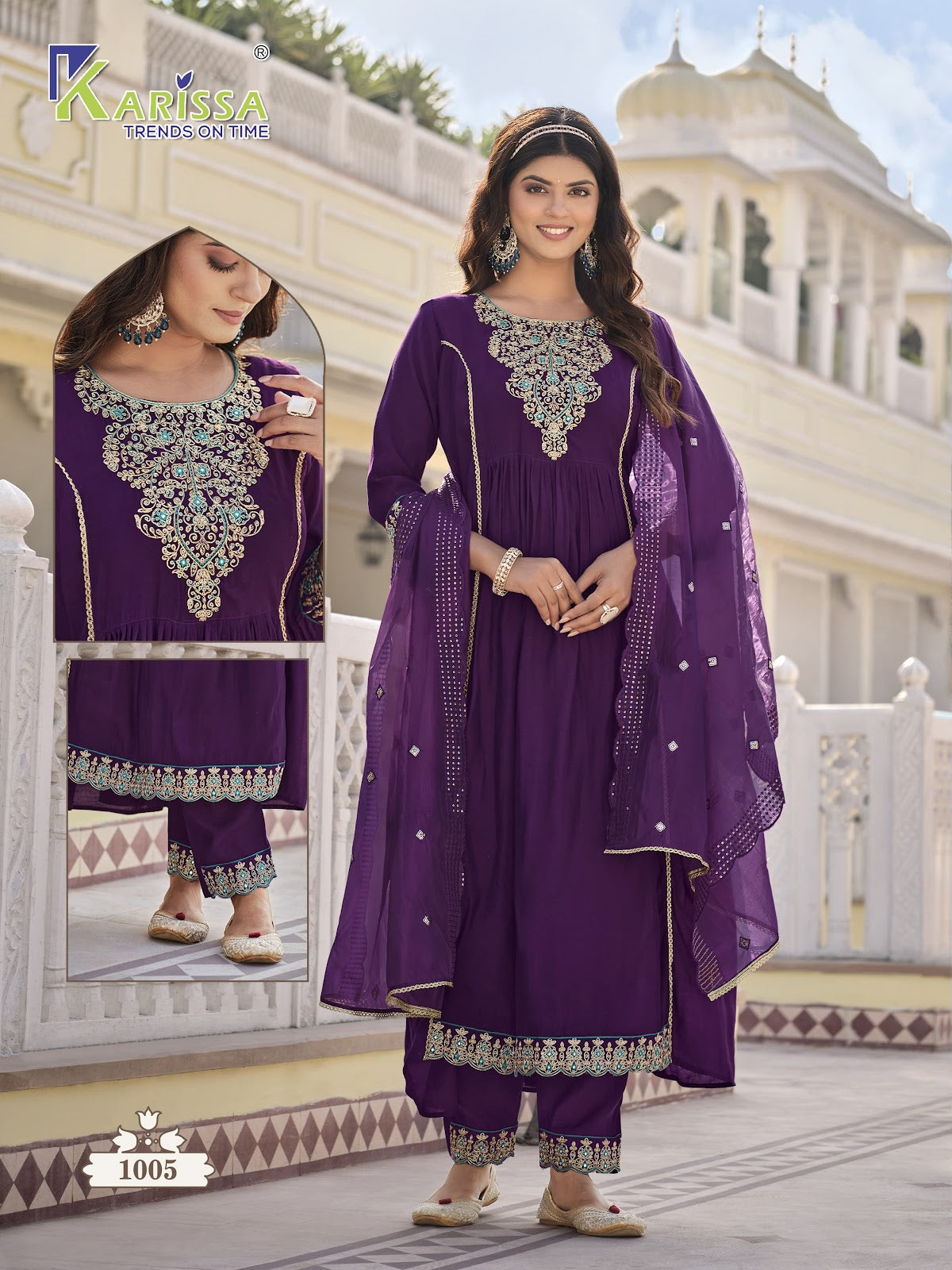 Kalisha Karissa Viscose Silk Readymade Pant Style Suits