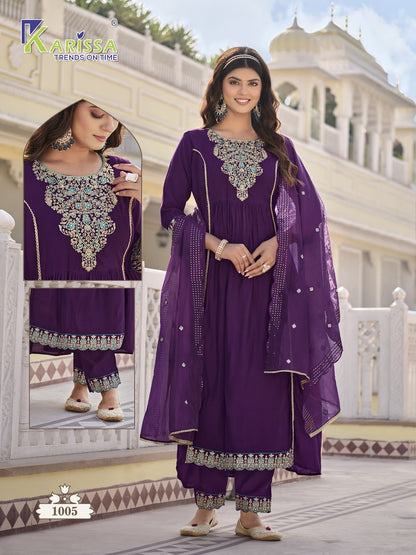 Kalisha Karissa Viscose Silk Readymade Pant Style Suits