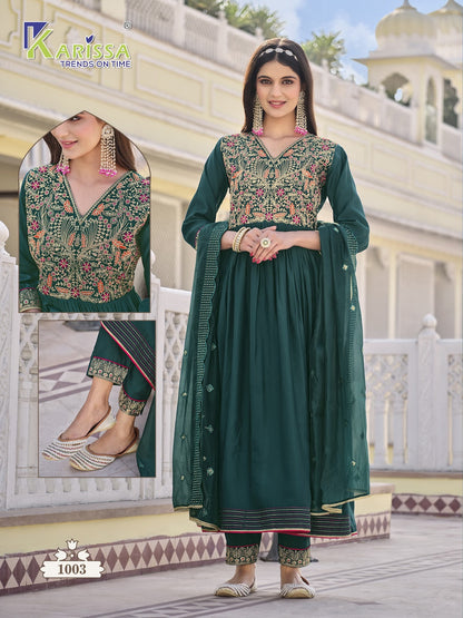 Kalisha Karissa Viscose Silk Readymade Pant Style Suits