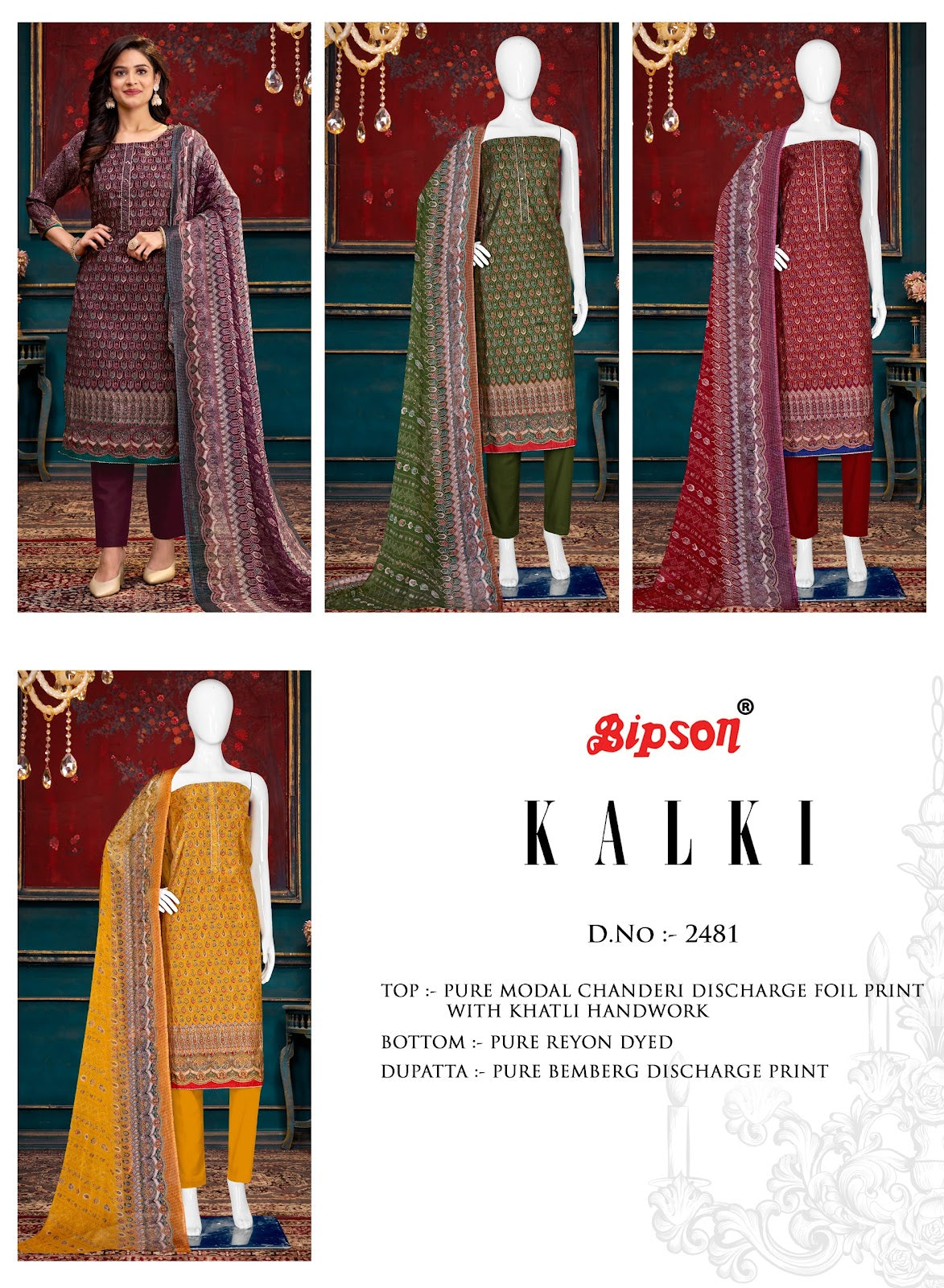 Kalki-2481 Bipson Prints Modal Chanderi Pant Style Suits
