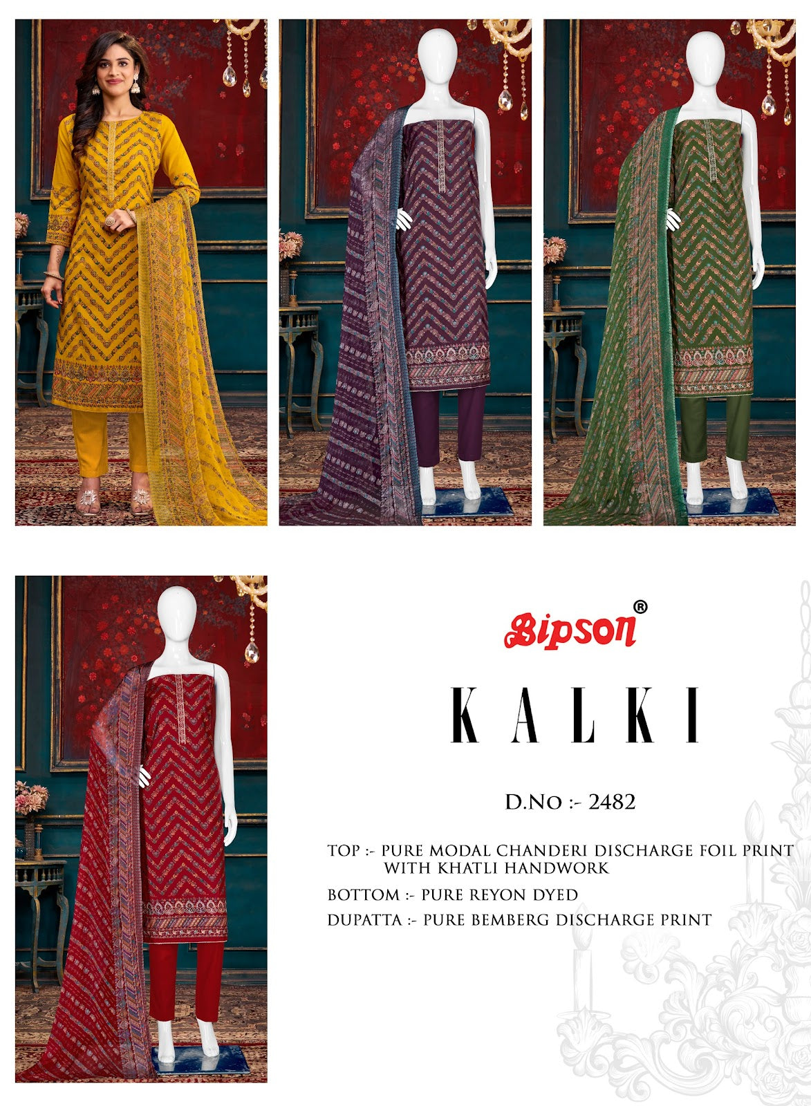 Kalki-2482 Bipson Prints Modal Chanderi Pant Style Suits