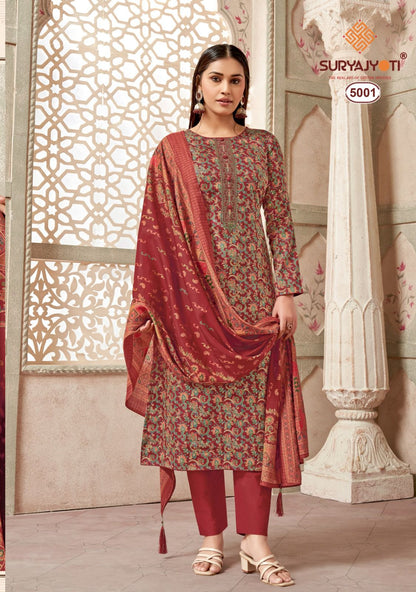 Kalki Vol 5 Suryajyoti Jaam Satin Pant Style Suits