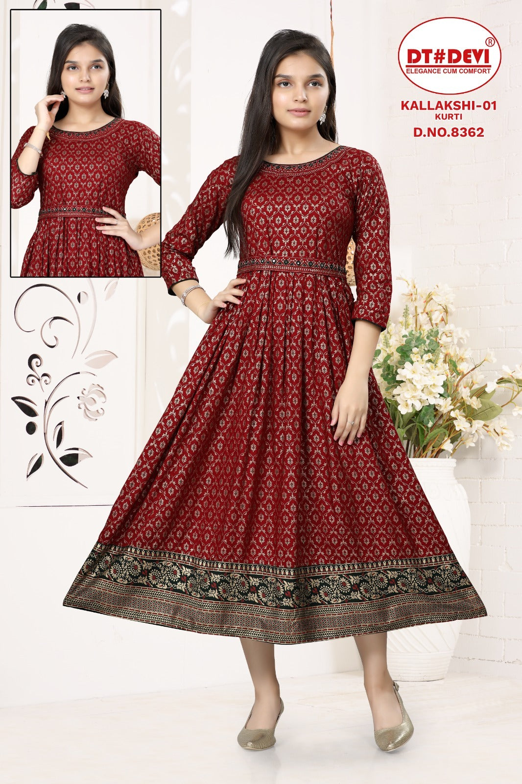 Kallakshi-1-8362 Dt Devi Reyon Girls Anarkali Kurti