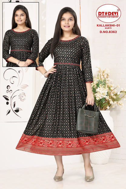 Kallakshi-1-8362 Dt Devi Reyon Girls Anarkali Kurti