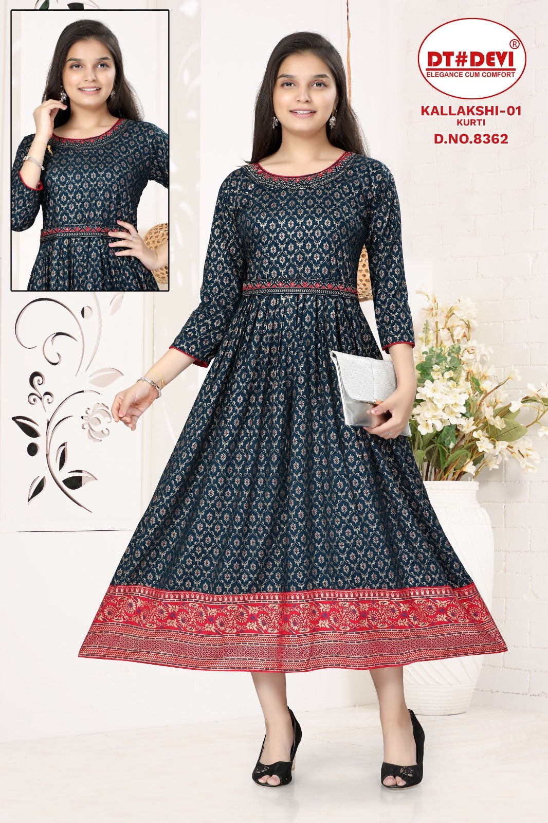 Kallakshi-1-8362 Dt Devi Reyon Girls Anarkali Kurti