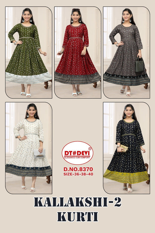 Kallakshi-2-8370 Dt Devi Reyon Girls Anarkali Kurti