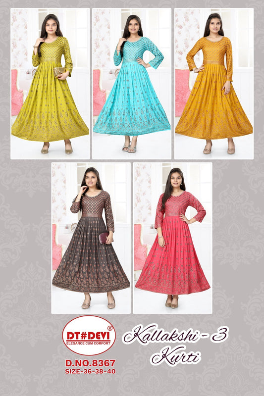 Kallakshi-3-8367 Dt Devi Reyon Girls Anarkali Kurti
