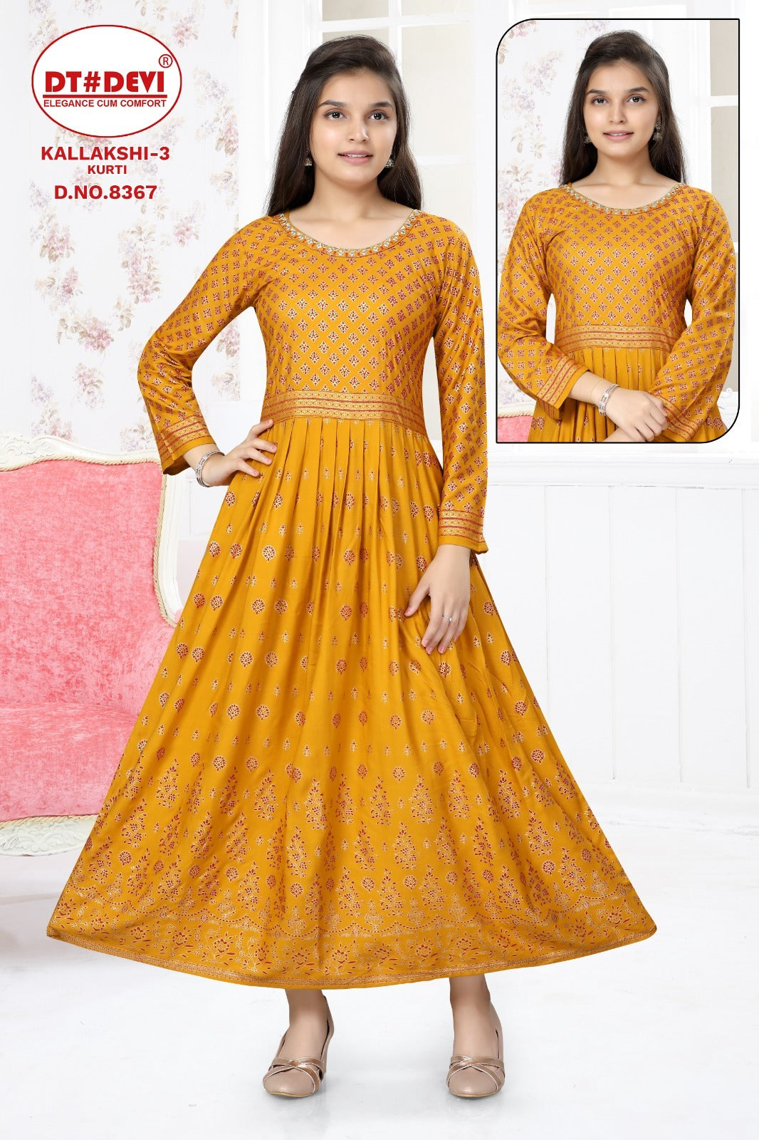 Kallakshi-3-8367 Dt Devi Reyon Girls Anarkali Kurti