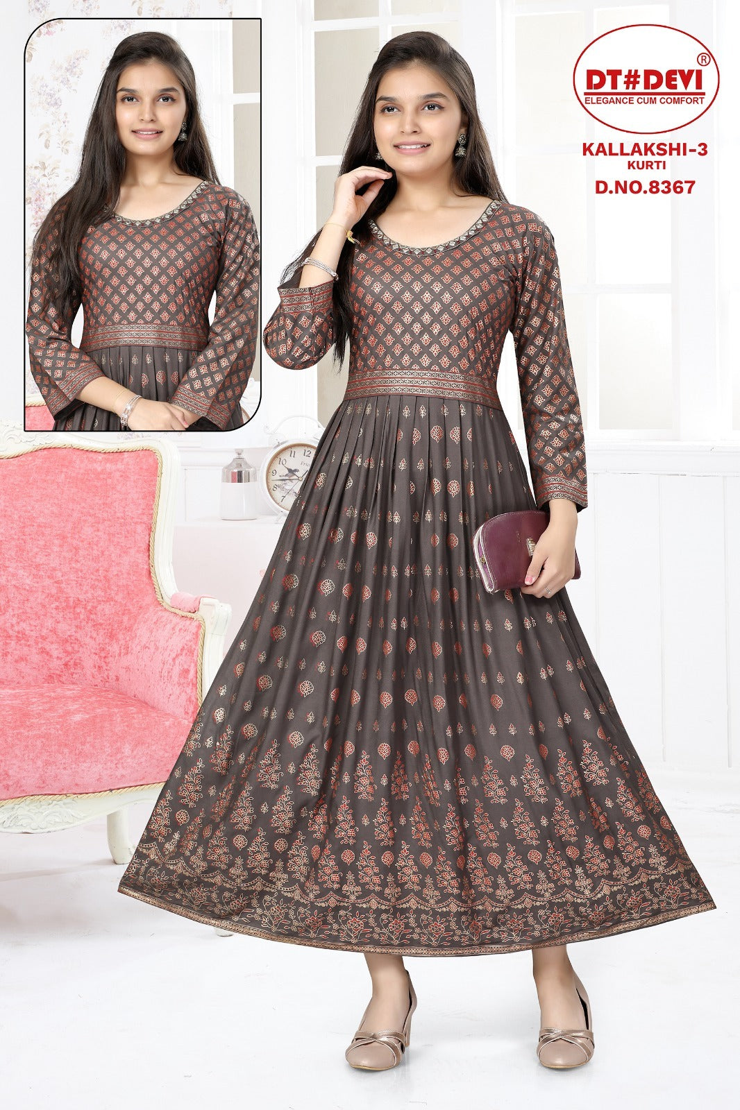 Kallakshi-3-8367 Dt Devi Reyon Girls Anarkali Kurti