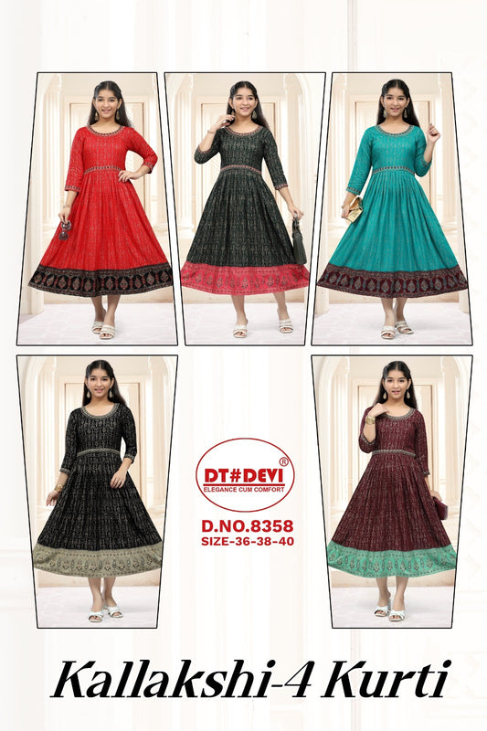 Kallakshi-4-8358 Dt Devi Reyon Girls Anarkali Kurti