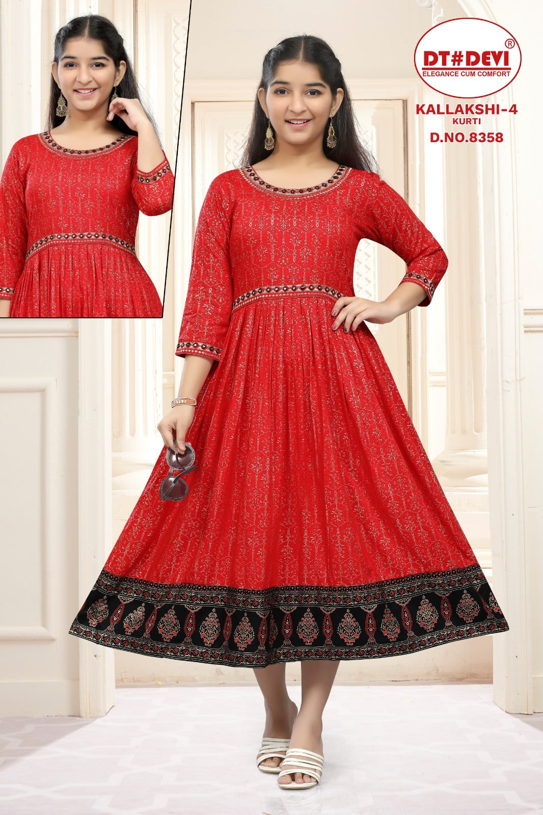 Kallakshi-4-8358 Dt Devi Reyon Girls Anarkali Kurti