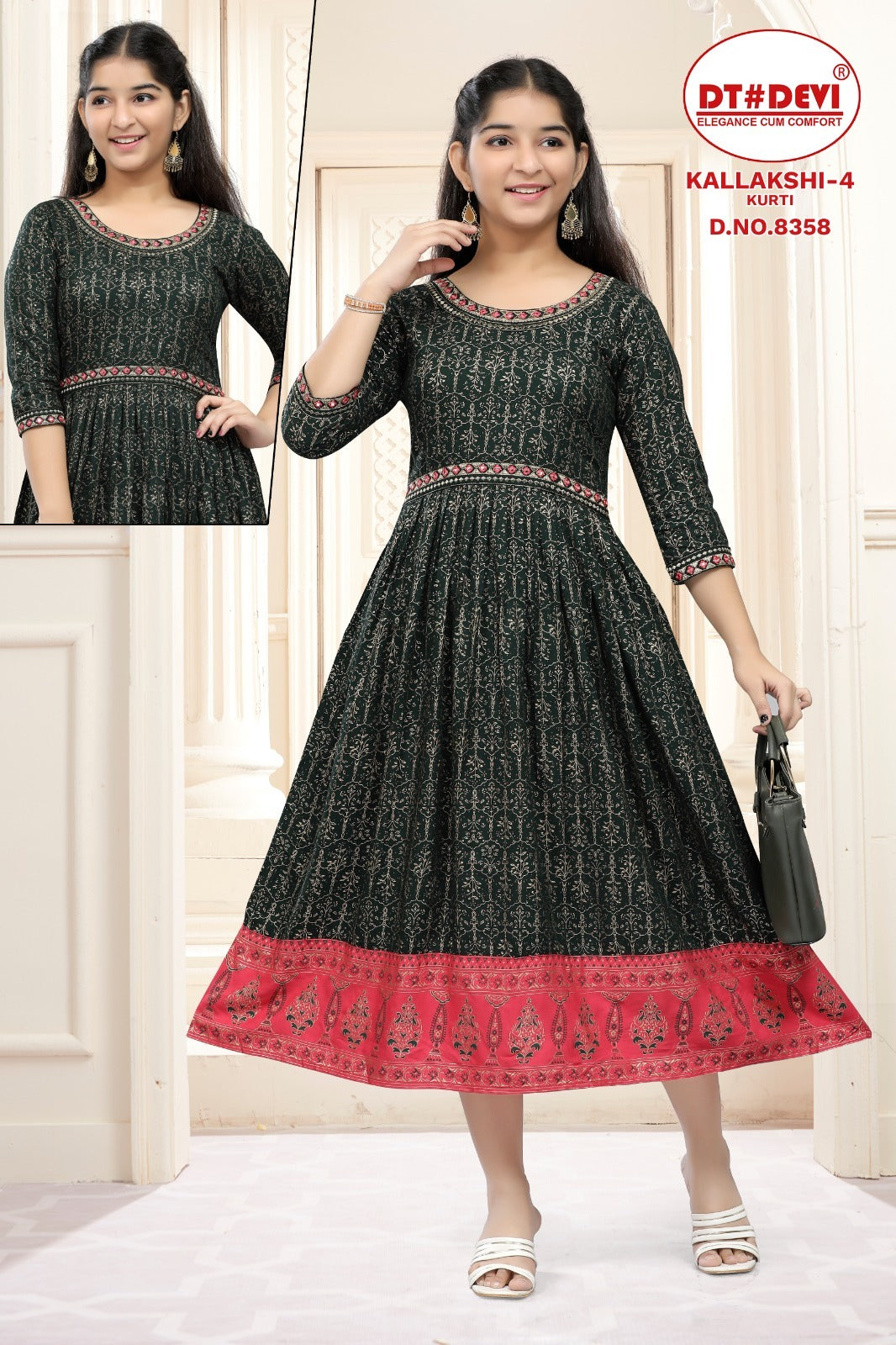 Kallakshi-4-8358 Dt Devi Reyon Girls Anarkali Kurti