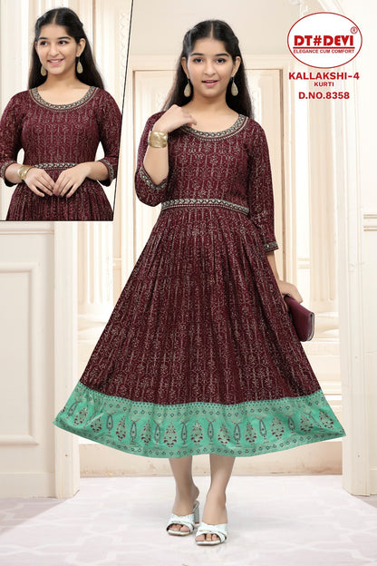 Kallakshi-4-8358 Dt Devi Reyon Girls Anarkali Kurti