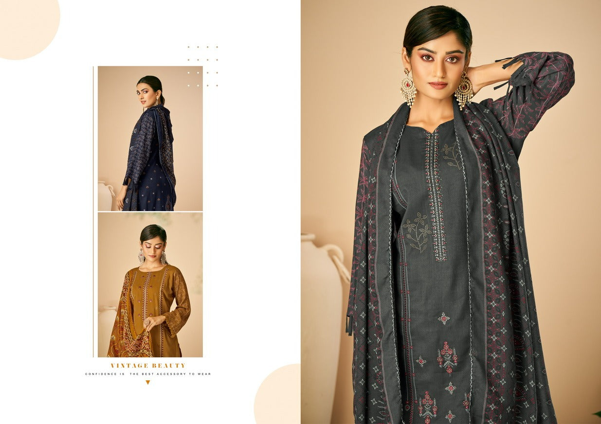 Kalpu Azara Slub Cotton Pant Style Suits