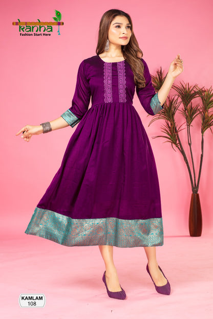 Kamlam Kanha Silk Anarkali Kurtis