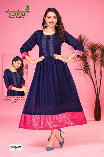 Kamlam Kanha Silk Anarkali Kurtis