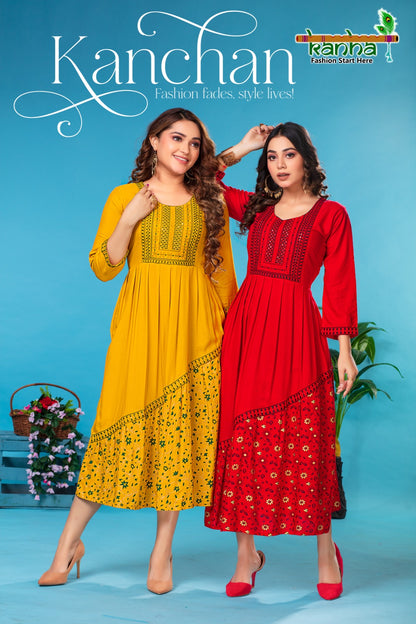 Kanchan Kanha Rayon Anarkali Kurtis