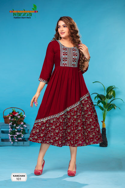 Kanchan Kanha Rayon Anarkali Kurtis