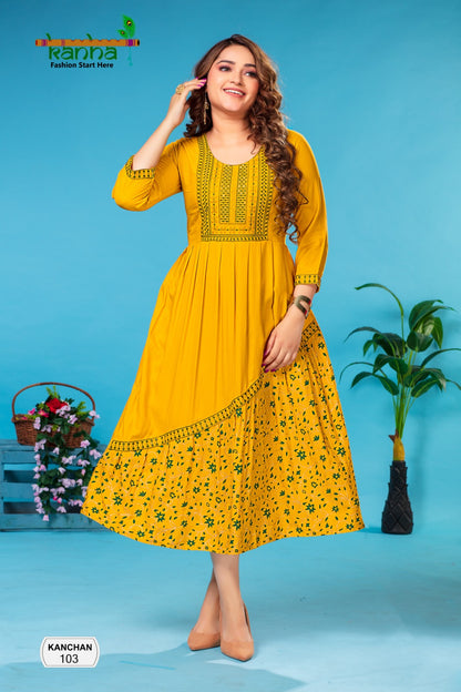 Kanchan Kanha Rayon Anarkali Kurtis