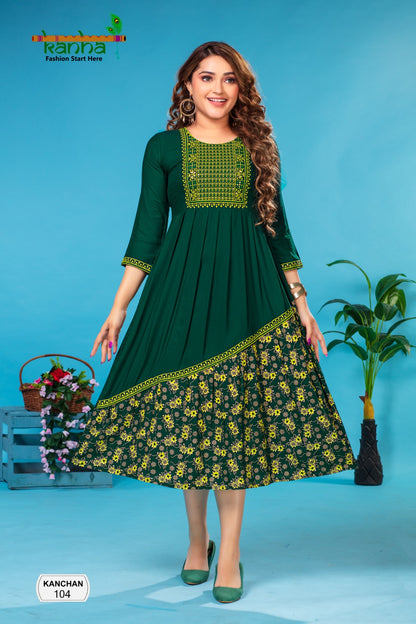 Kanchan Kanha Rayon Anarkali Kurtis