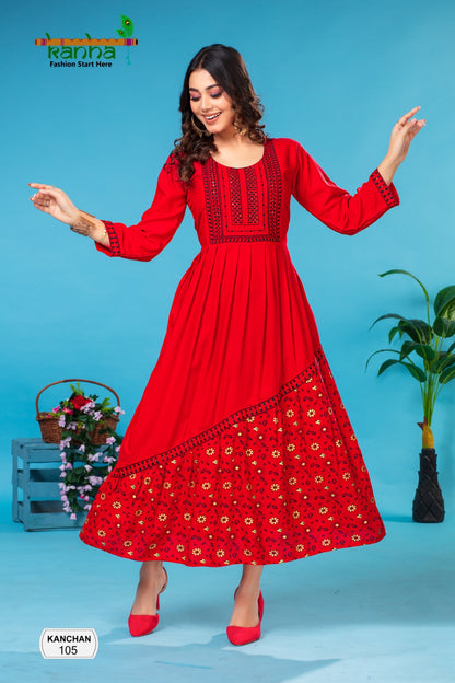 Kanchan Kanha Rayon Anarkali Kurtis