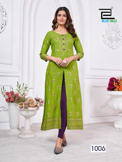 Kanishka Blue Hills Rayon 14Kg Long Kurtis