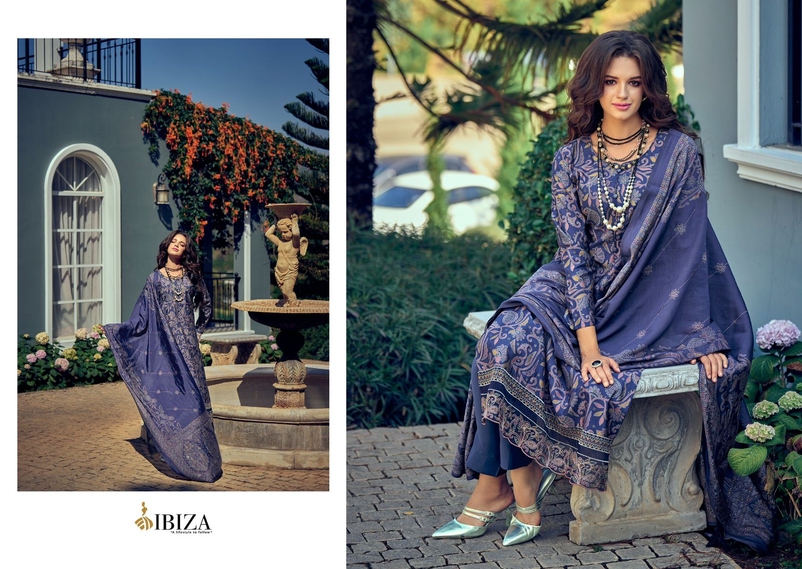 Kantha Kari Ibiza Viscose Muslin Pant Style Suits