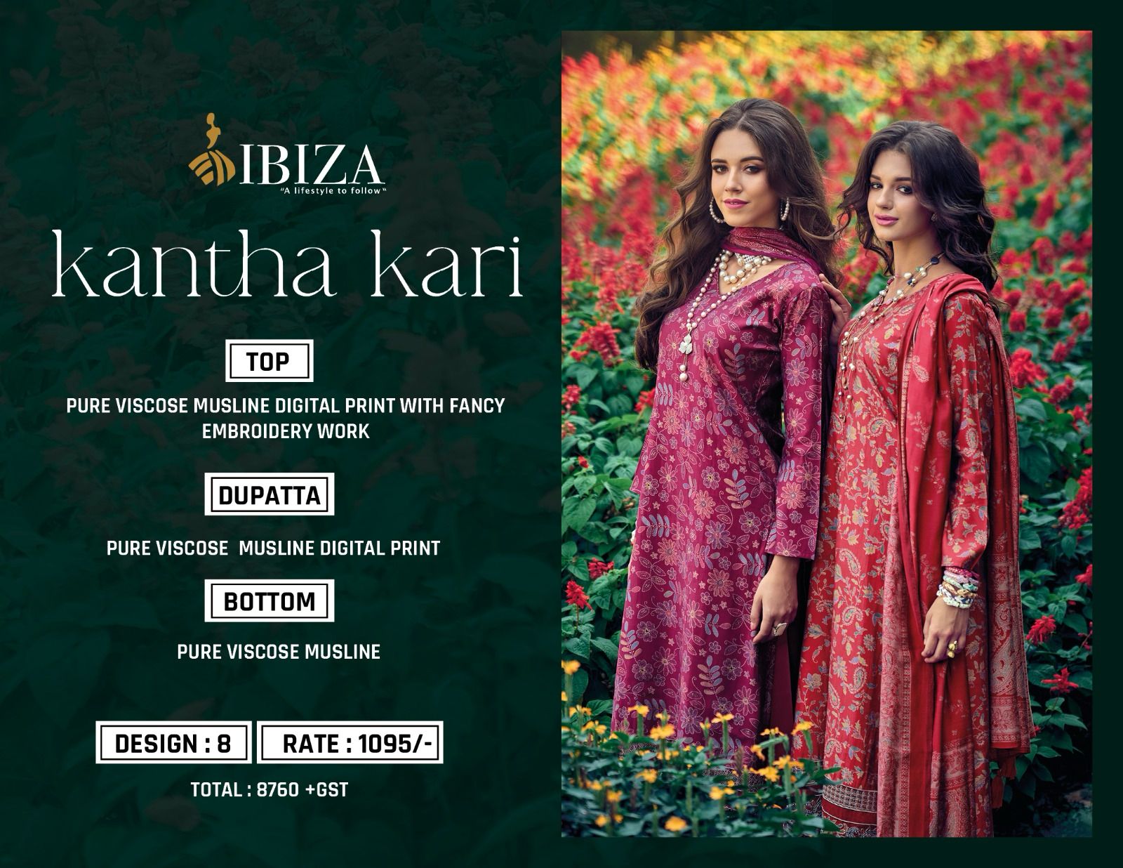 Kantha Kari Ibiza Viscose Muslin Pant Style Suits