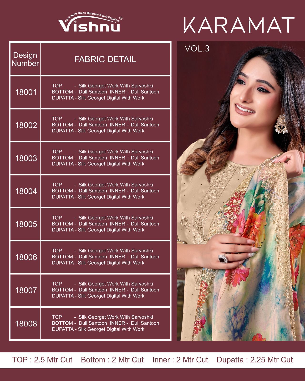 Karamat Vol 3 Vishnu Impex Silk Georgette Pant Style Suits