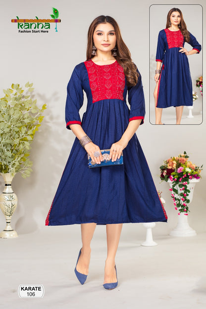 Karate Kanha Reyon Anarkali Kurtis
