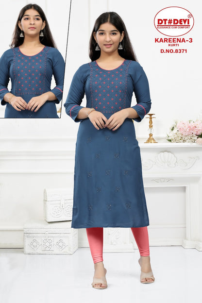 Kareena-3-8371 Dt Devi Rayon Girls Kurti