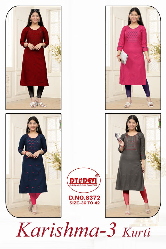 Karishma-3-8372 Dt Devi Rayon Girls Kurti