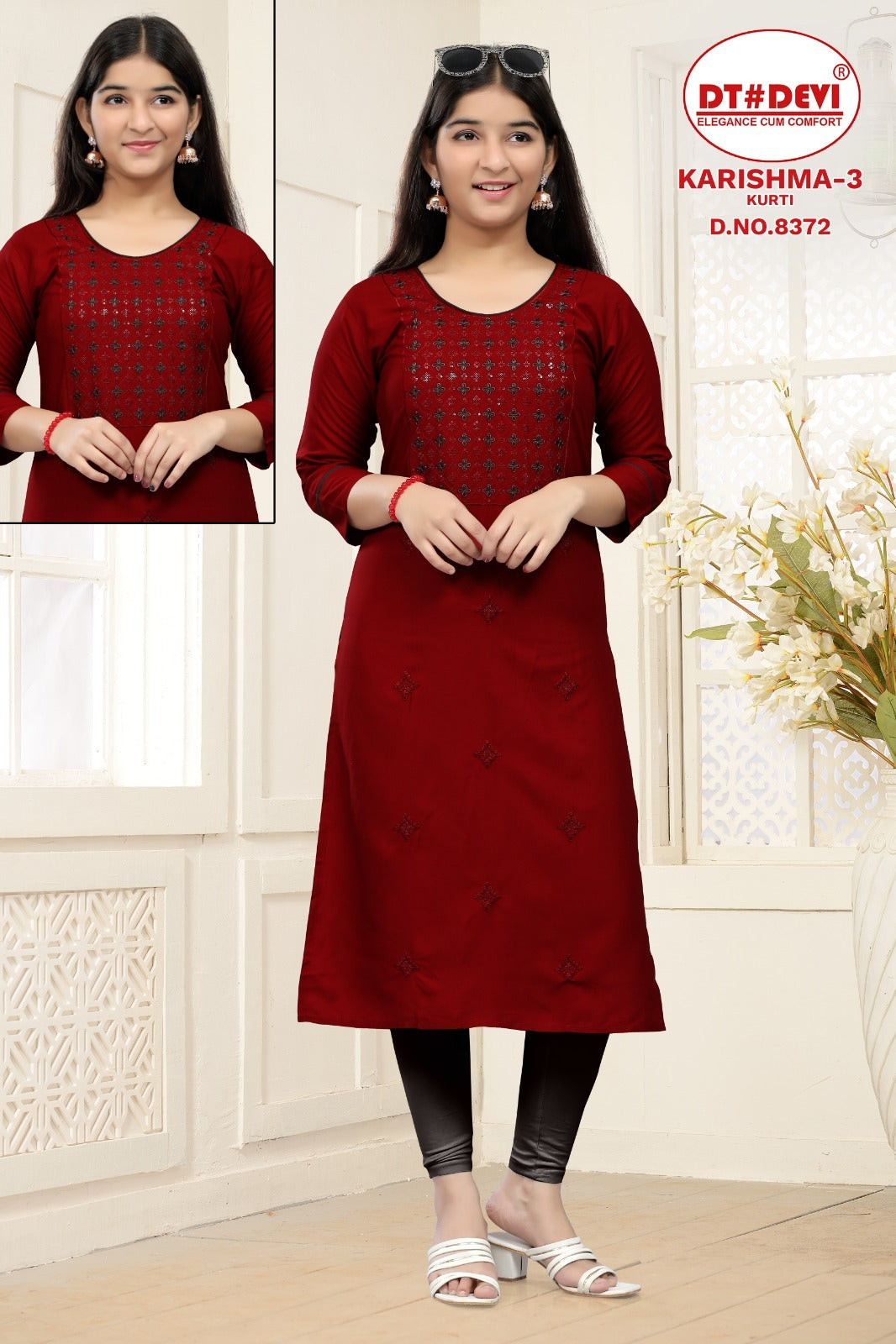 Karishma-3-8372 Dt Devi Rayon Girls Kurti