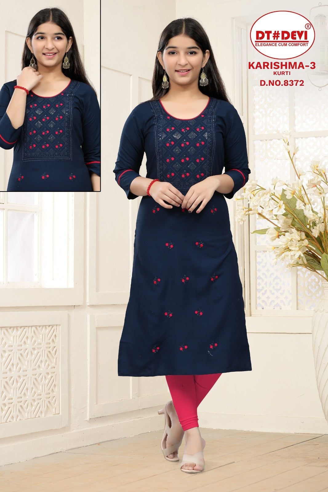 Karishma-3-8372 Dt Devi Rayon Girls Kurti