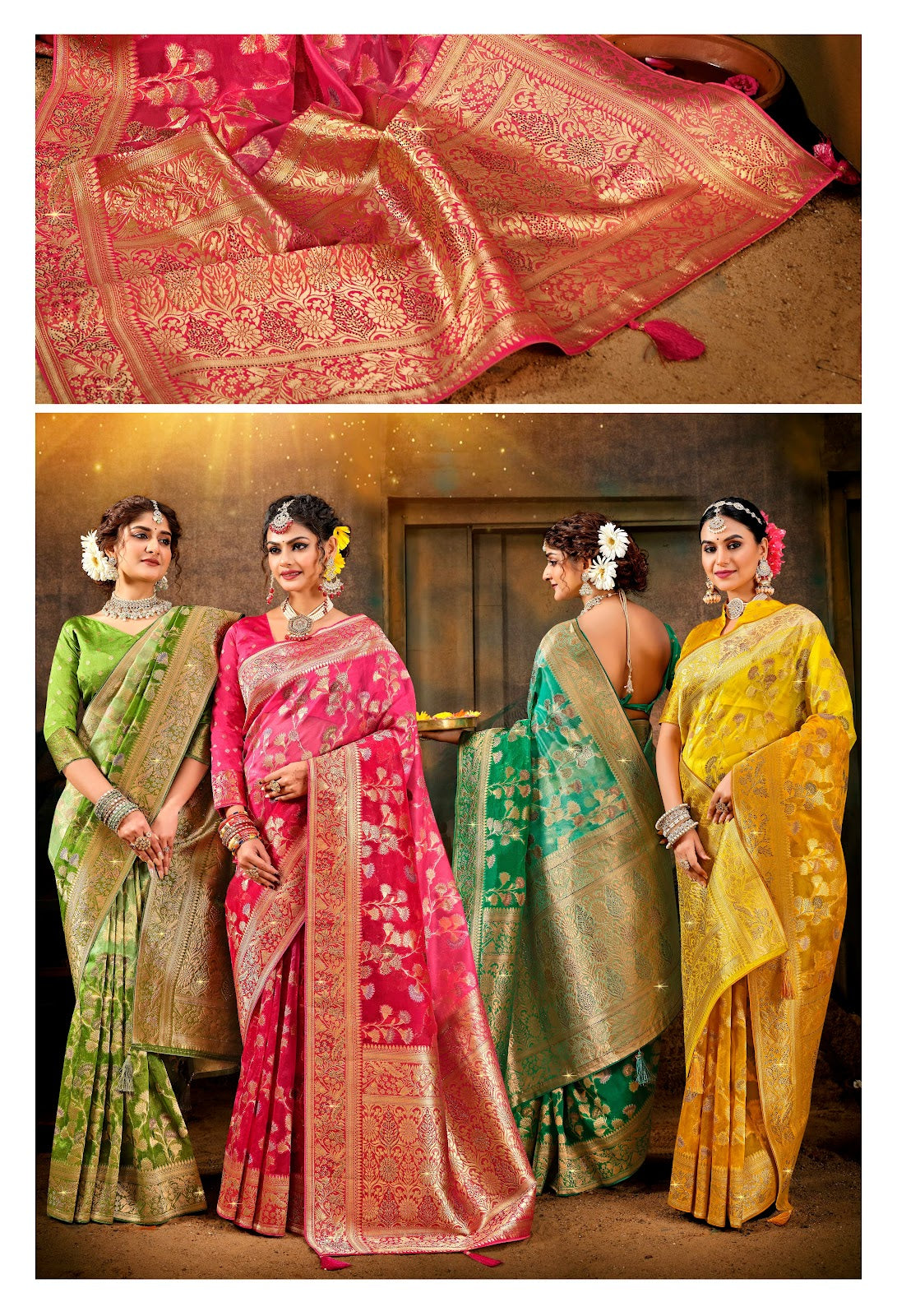 Karuna Vol Lifestyle Organza Sarees - Main Image
