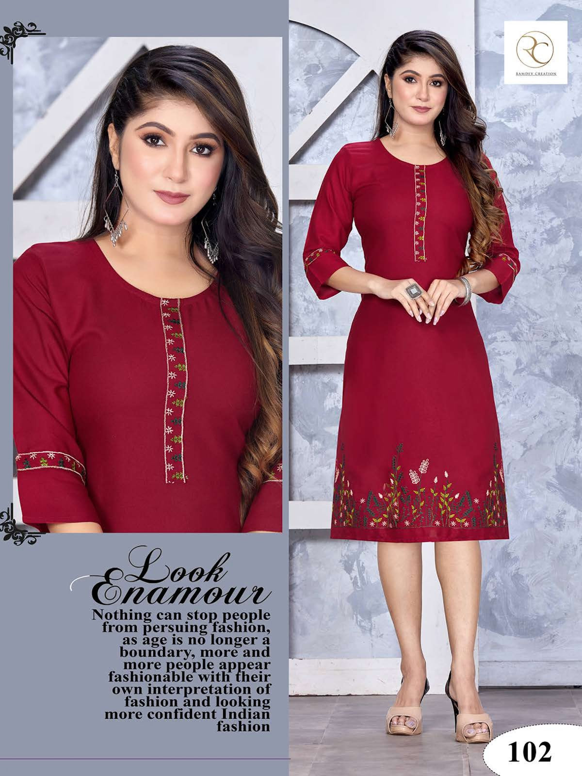 Kashmiri Vol 3 Ramdev Creation Rayon Knee Length Kurtis