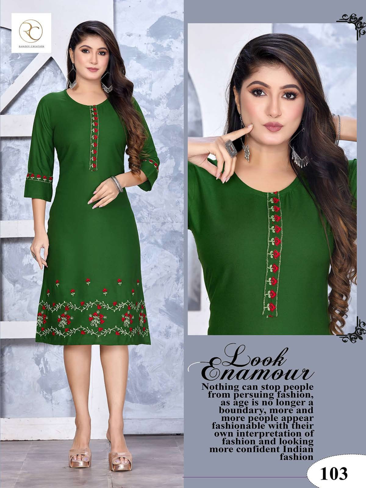 Kashmiri Vol 3 Ramdev Creation Rayon Knee Length Kurtis